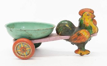 1940s Wyandotte Tin Litho Rooster Pull Toy