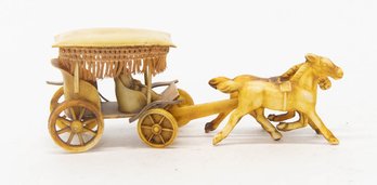 Vintage Japanese Celluloid Toy Horse Drawn Surrey