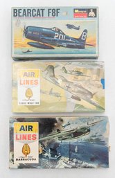 Air Lines Barracuda, Focke Wulf 190 And Monogram Bearcat F8F Model Kits 1:72 *AS IS*