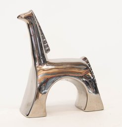 1970s Minimalist Modern Ceramic Horse With Metallic Mirrored Glaze By Jaru