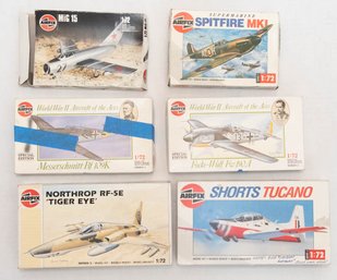 Airfix Spitfire MK1, MiG 15, Northrop Tiger Eye, Shorts Tucano, Focke-Wulf And Messerschmitt Model Kits 1:72 *