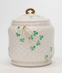 Belleek Ireland Shamrock Biscuit Jar