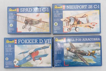 Revell Nieuport 28 C-1, Spad XIII C-1, Fokker D VII And Bell P-39 Model Kits 1:72 *AS IS*