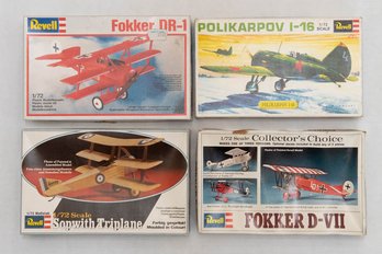 Revell Fokker D-VII, Sopwith Triplane, Polikarpov 1-16, Fokker DR-1 And D-VII Model Kits 1:72 *AS IS*