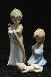 Lladro Porcelain Miniature Holy Family Nativity Ornaments