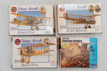 Airfix Spad S.VII 1917, Bristol F.2B 1917, R.A.F. 1918 And MPC Infantry Model Kits 1:72 *AS IS*