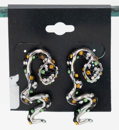 Steel Jeweled Snake Earrings