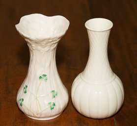 Belleek Daisy Red Mark And Classic Cream Green Mark Vases