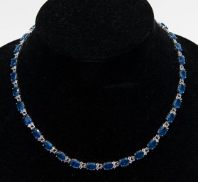 Stainless Steel Blue Glass Necklace