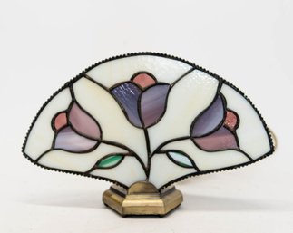 Stained Glass Purple Tulip Table Top Light