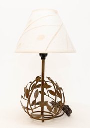 Bronze Finish Metal Leaf Lamp With Paper Shade