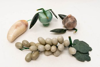 Chinese Hard Stone Fruit With Possibly Jade Leaves