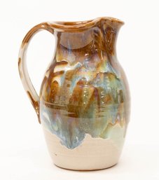 Signed Seagrove Glazed Handled Pitcher