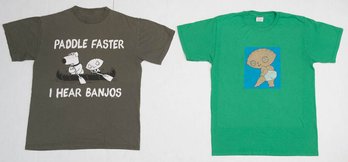 Family Guy 2010 Stewie And Brian Grey ' Paddle Faster' And Stewie Green T-shirts