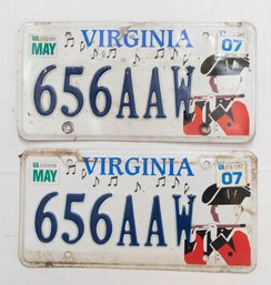 Virginia Embossed 656AAW License Plates