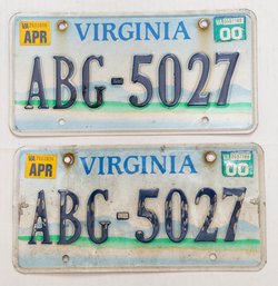 Virginia Embossed ABG-5027 License Plates