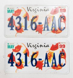 Virginia Embossed 4316-AAC License Plates