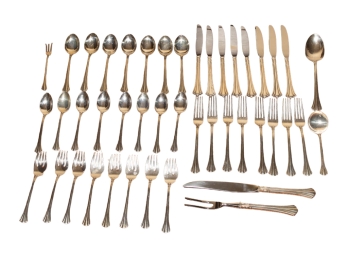 1970s Reed Barton Eighteenth Century Pattern Sterling Silver Flatware Service For 8 (missing 1 Spoon)