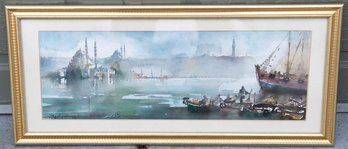 Signed Watercolor Of Golden Horn Istanbul