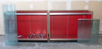 Red Laminate Lighted Display Cabinets