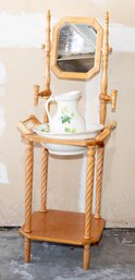 Reproduction Antique Wash Stand With Pitcher And Basin