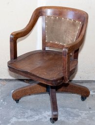 Tiger Oak Leather Back Office Chair
