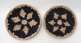 13' Hanging Blue/natural Geometric Woven Coil Bowls