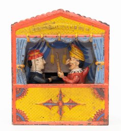The Shepard Hardware Co. Punch And Judy Cast Iron Mechanical Bank Circa. 1884