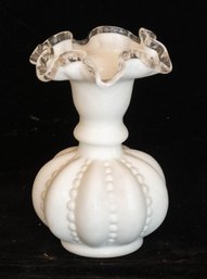 Fenton Silver Crest White Melon Vase