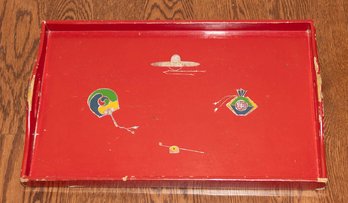 Vintage Red Lacquer Asian Character Tray