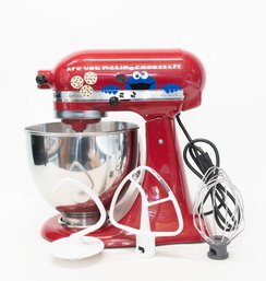 Kitchen Aid Red Artisan Mixer And Accessories With Cookie Monster Vinyl Decal