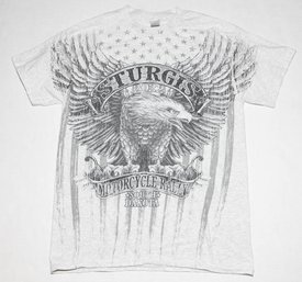 2022 Sturgis 82nd Anniversary Motorcycle Rally Full Print Eagle Grey T-shirt Size Medium