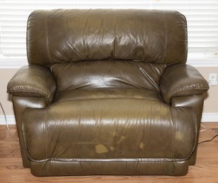 Oversized Green Leather Recliner ( See Photos)