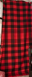 Large Pearce Red And Black Plaid Wool Blanket 13'x6' Circa 1950s