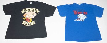 2005 Family Guy Stewie ' Born To Be Bad' And ' You Know You Want Me' Stewie Screen Print T-shirts Size XL