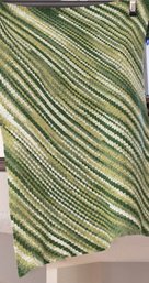 Vintage Green Crocheted Afghan 35'x54'