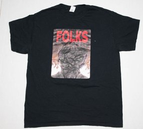 ' Folks' Front Screen Print Black T-shirt Size Large