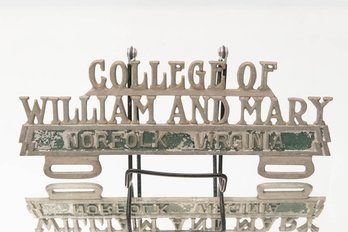 College Of William  And Mary Norfolk, Virginia Aluminum License Plate Topper