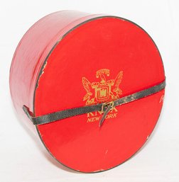 Vintage Knox New York Red Leather Strap Hat Box
