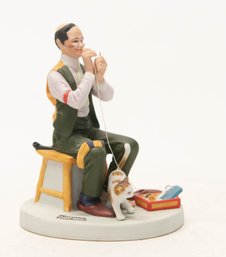 1980 The Danbury Mint Norman Rockwell ' Man Threading A Needle' Porcelain Figurine