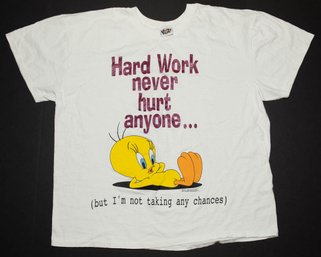 1996 Warner Bros. Tweety ' Hard Work Neverhurt, Anyone..' T-shirt Size 1X