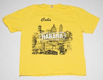 Euro Yellow Cuba Habana Destination Front Screen T-shirt Size XL