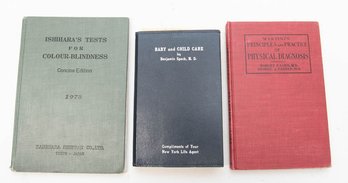 Lot Of Medical Material Books Including Ishihara's Tests For Color Blindness