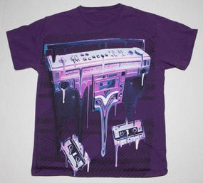 Graffiti Boombox Graphic Purple T-shirt  No Tag