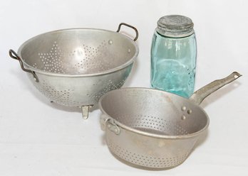 Vintage Kitchen Star Colander And Mason Jar