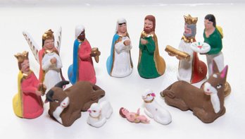 Small 2' Mexican Hand Made Clay Nativity