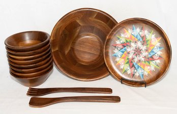 Vintage Wood Salad Bowl Set