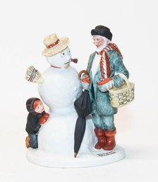 1980 The Danbury Mint Norman Rockwell ' Grandpa Snowman' Porcelain Figure