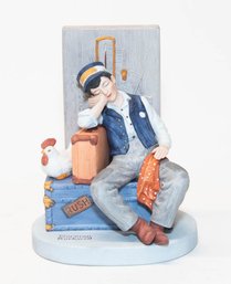 1980 The Danbury Mint Norman Rockwell ' Asleep On The Job' Porcelain Figure