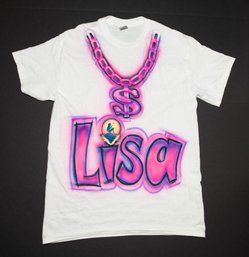 Pink/Purple Brush Art 'Lisa'  T-shirt Size Medium